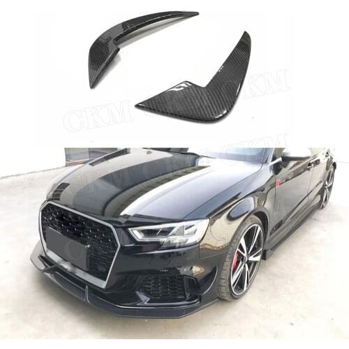 2PCS Carbon Fiber Front Bumper Canards Trim Winglet For Audi A3 RS3 Sedan Fins Shark Style Molding Garnish Bumper Decoration