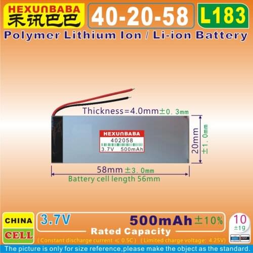 5pcs [L097] 3.7V 480mAh [402060] Polymer lithium ion / Li-ion battery for bluetooth earphone,mp3,GPS,toy car,record pen;POS,mp4