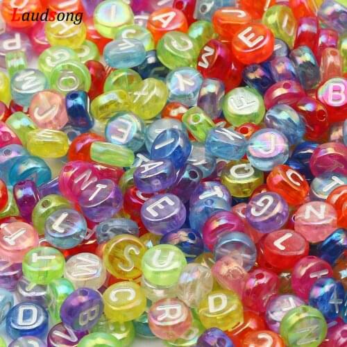 7mm ABS Colorful Mixed Letter Acrylic Beads Round Flat Alphabet Loose Beads For Jewelry Making Handmade Diy Bracelet Necklace