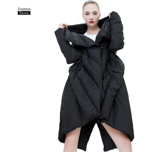 85% white duck down jacket women plus size long cloak jackets irregular personality winter warm coat streetwear casual coats