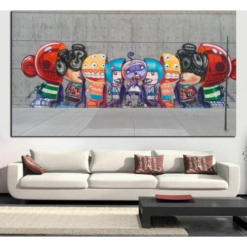 Graffiti Abstract Canvas Painting Street Pop Art Utopia Painting Cartoon Figure HD Prints Wall Picture for Living Room Cuadros