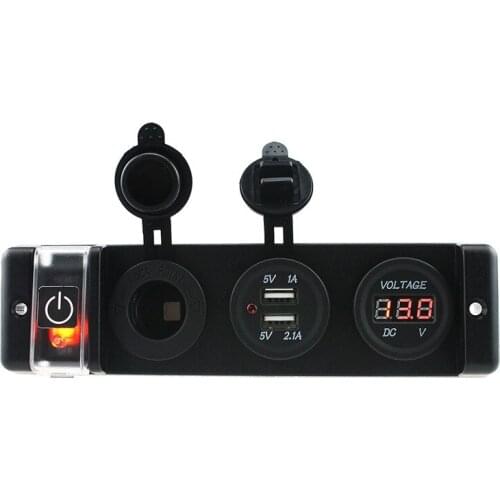 Vehicle-Mounted 12/24V Voltmeter Digital Display Multi-Function with Charging Function Power-Taking Function Triple