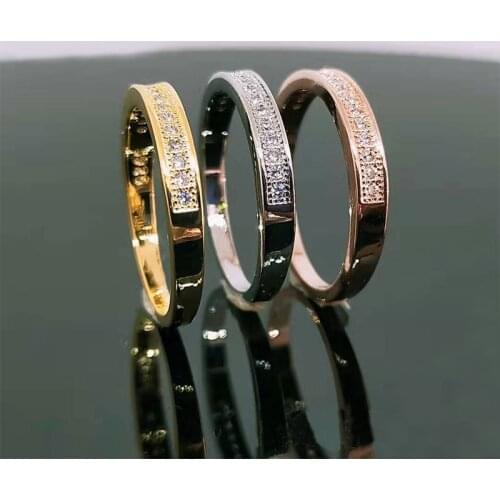 Briliian Luxury ring fashion 3 color combination inlay AAACZ women rings Wedding Engagement Bride Jewelry Gift ring set