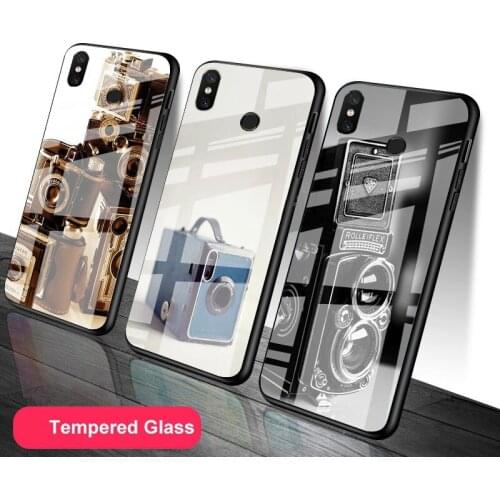 Retro Vintage Camera Tempered Glass Phone Case For Redmi Note 5 6 7 8 9 Pro Note8T Note9S Redmi8 9 Cover Shell