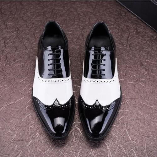 Lace up Formal Business Shoes Man Wedding Party Oxfords Patent leather Mens Dress Shoes Flat heel