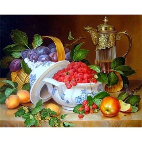 Fruit Strawberry DIY Embroidery Cross Stitch 11CT Kits Craft Needlework Set Cotton Thread Printed Canvas Home Decoration Sale