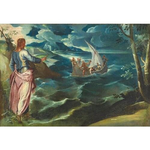 Quality art Classical Europe church oil painting canvas wall picture prints Jesus rescuing people in storm