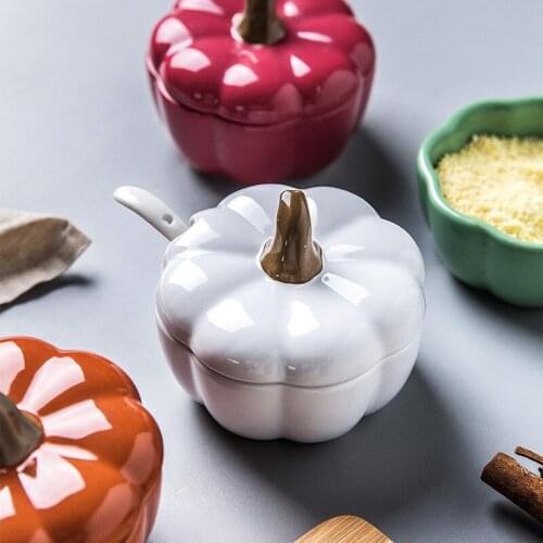 Pumpkin Spice Box Personality Ceramic Creative Jar Cute Salt Shaker Combination Set Kitchen Combination Pack