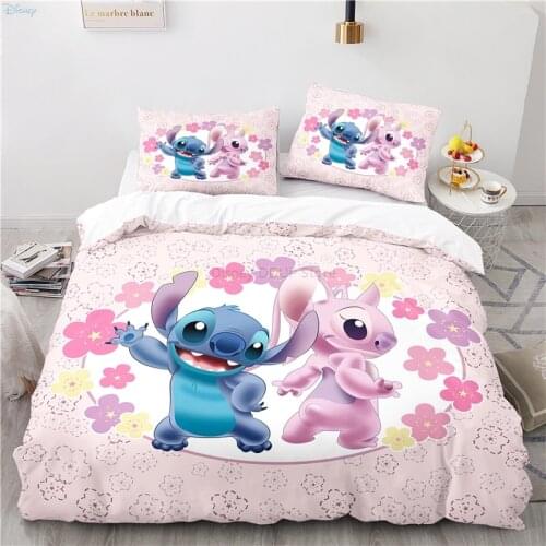 Popular Disney Stitch Pink 3d Bedding Set Duvet Cover Pillowcase 2/3pcs Bedclothes Single Double Twin Full Queen King Size Gift