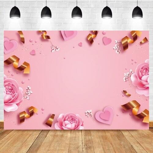 Laeacco Valentines Day Pink Love Flowers Room Decor Photography Backdrop Photographic Photo Background For Photo Studio