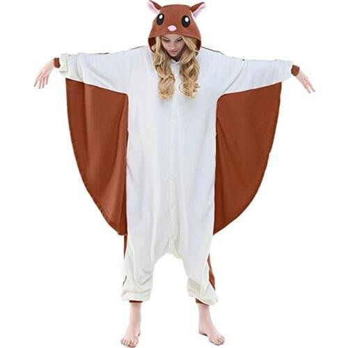 Flying Squirrel Unisex Adult One-piece Pajamas Cosplay Onesie Cartoon Women Animal Sleepwear Pyjamas Christmas Halloween Costume