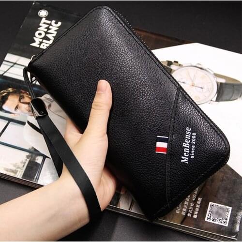 Famous Brand Men Wallets Leather Coin Purse Male Clutch Long Business Walet Removable Wristband Magic Mobile phone bag
