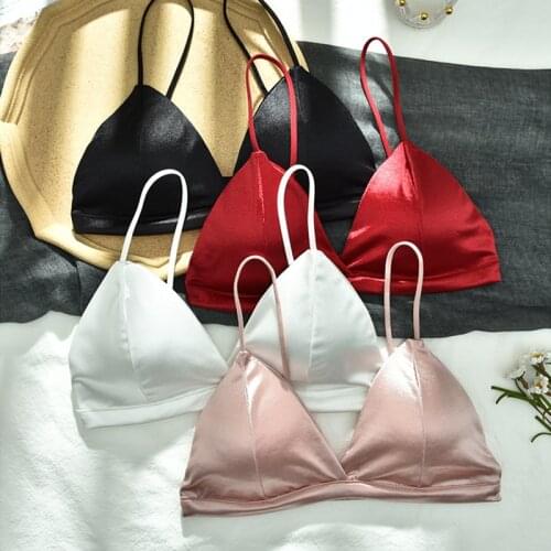 2020 New Ladies Bras Comfortable Satin Brassiere Women Small Chest Underwear Triangle Cup Femmes Lingerie