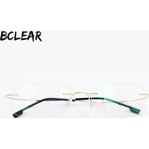 BCLEAR Fashion Lightness Unisex Eyeglasses Memory Titanium Alloy Rimless Optical Frame Flexible Prescription Spectacle Eyewear