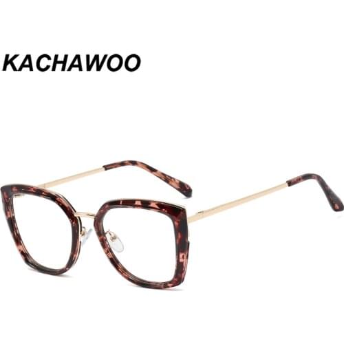 Kachawoo big frame blue light blocking glasses women optical computer fashion eyeglass frame metal ladies cat eye black leopard