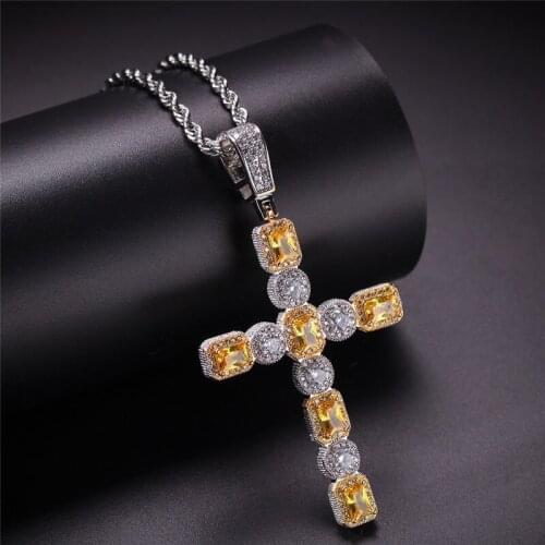 Hip Hop Jewelry Cross Pendant Necklace For Men Gifts With Chain Fashion Geometric Zircon Pendant Necklace