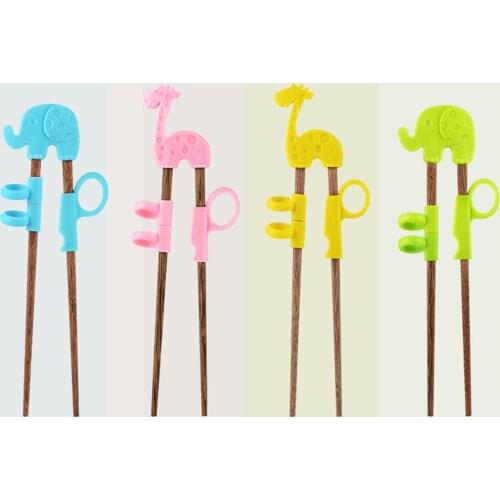 1 Pair Multicolor Portable Chinese Style Children Chopsticks Non-Slip Food Sticks Cartoon Training Chopstick Tongs Healthy