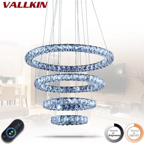Dimmable Modern Crystal Pendant Light Circle Suspension Dining Room Hanging Lamp Diamond Ring LED Lights Cristal Lustre de sala