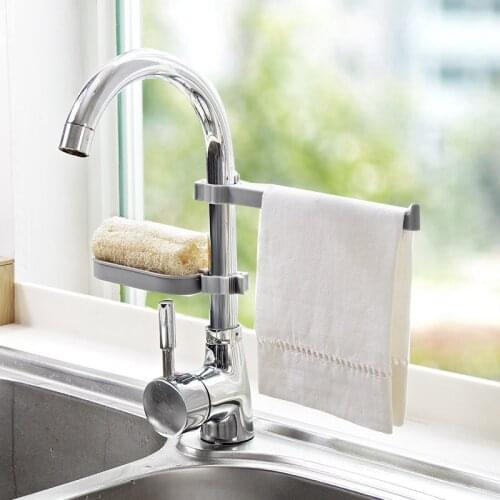 Hot Sink Hanging Storage Rack Storage Holder Sponge Bathroom Kitchen Faucet Clip Dish Cloth Clip Shelf Drain Dry Towel Organizer