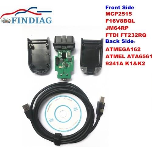 Full Set V2 Diagnostic Interface 21.3 ATMEGA162+16V8+FT232RQ Support Multi-Language OBDII USB Cable