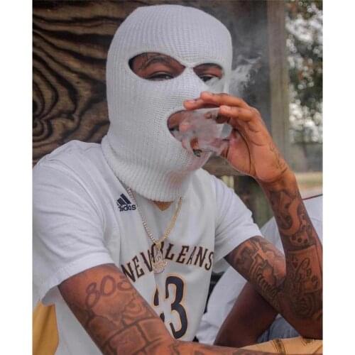 Full set of mask three hole knitted hat headwear accessories men and women autumn winter ski bike mask bear hat scarf warm