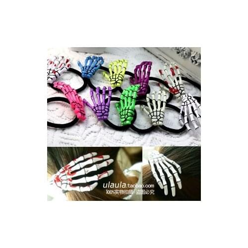 24pcs/lot Free Shipping bones paw skull headband hair rope skeleton claws skull hand Hair Band Zombie Punk Horror hairwear