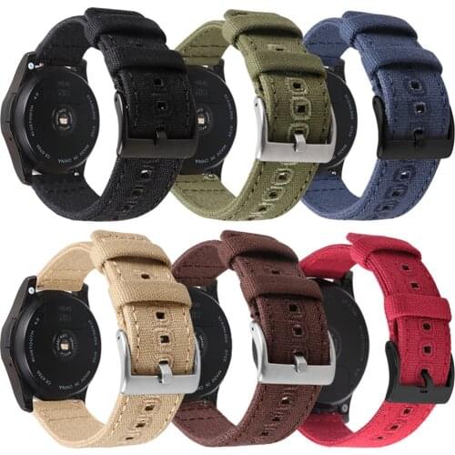 18mm 20mm 22mm Nylon Canvas Wrist Band for Samsung Galaxy Watch 3 42/46mm Active 2 Bracelet Strap Huawei GT 2/2e Amazfit GTS 2