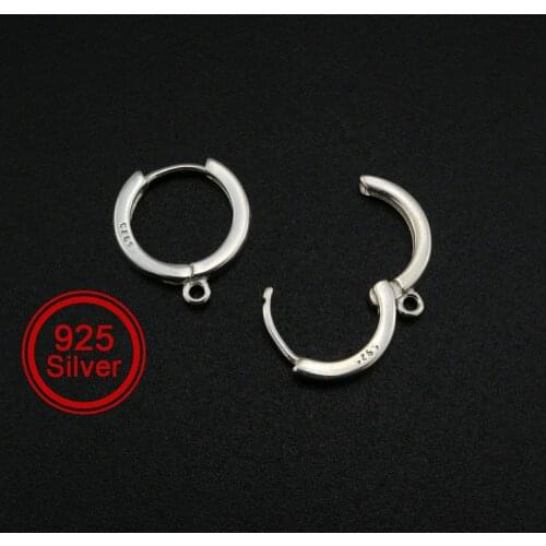 13MM Hoop Earrings Settings with Loop Solid 925 Sterling Silver DIY Jewelry Supplies 1702229