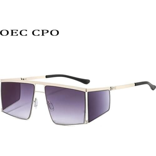 OEC CPO Oversized Square Sunglasses Men Women Goggle Fashion Shades Alloy Frame Sun Glasses Ladies Gafas UV400 Eyeglasses O873