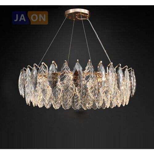LED Dimmable Crystal Goose Feather Gold Silver Lustre Chandelier Lighting Suspension Luminaire Lampen For Dinning Room