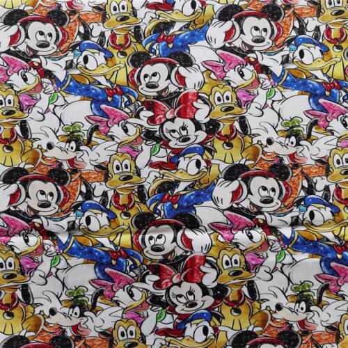 Disney Mickey Daisy Donald Duck Thin 100% Cotton Fabric for Boy Clothes Hometextile Cushion Cover Needlework DIY