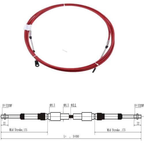 2pcs 16 Foot Universal Throttle Shift Control Cable for Yacht Boat Motor Steering System, Red