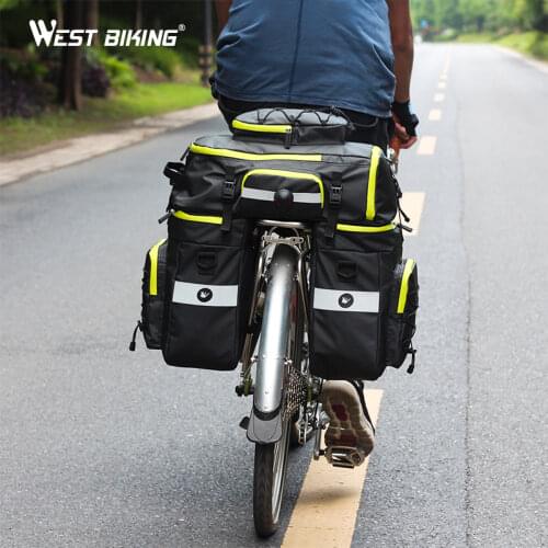 WEST BIKING 3 in 1 Cycling Backpack Handbag Trunk Bags for Bicycle Carrier Bag Waterproof 75L MTB Bike Travel Rear Seat Bags