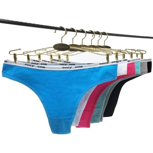 6PCS Women Sexy Cotton Panties Tempting Letter Thong Underwear Low-rise Lingerie Femme Girls Comfort Breathe Underpants Female