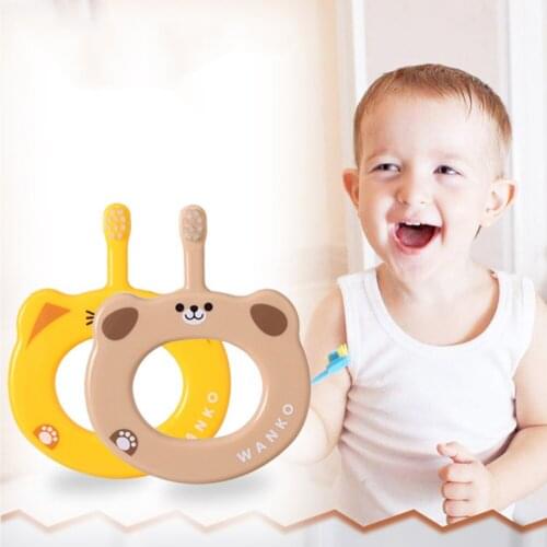 Baby animal toothbrush teething finger handle soft bristle toothbrush tooth care tool baby anti shedding toothbrush J0675