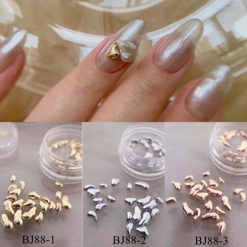 1Jar Nail Art Metal Mixed Irregular Decoration in Jar 3D Gold/Silver/Rose Gold Decoration BJ88