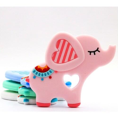 1PC Baby Safe Silicone Teether Cartoon Elephant Animal Necklace Teether Infant Toddle Chew Charms Kids Teething Toys Rodent