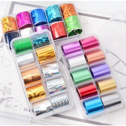 10Pcs /box new Nail Star Sticker Set Holographic Nail Foil Set Starry A Sticker 2*97.5cm DIY Paper Colorful Laser Nail Art