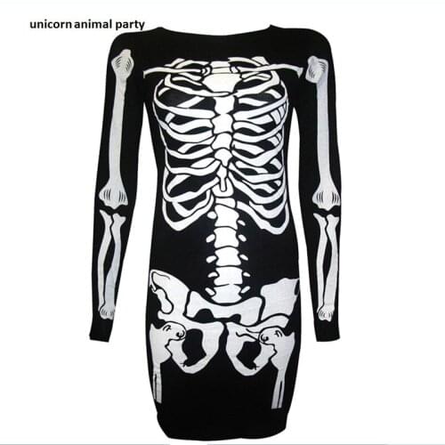 2017 Foreign Trade European New Pattern Halloween Clothing Number Printing Cosplay Long Sleeve Dress Goods In Stock
