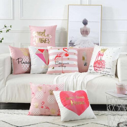 45x45cm Scandinavian PINK Flamingo with super soft velvet Pillow Case Sofa Throw Pillow Covers Pillowcase Home Decorative