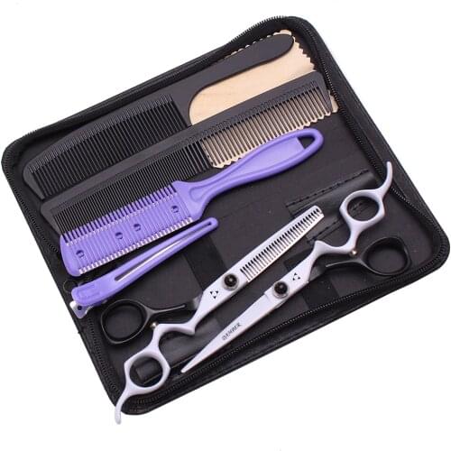 5.5 6.0 Professional Barber Scissors 440C Hairdressing Scissors Hair Thinning Shears Salon Hair Cutting Scissors Set 9016# K-A