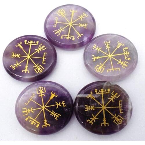 5Pcs/set 25x6mm Wholesale Natural Purple Amethyst Seven Chakras Reiki Healing CAB DIY Jewelry Accessories S207