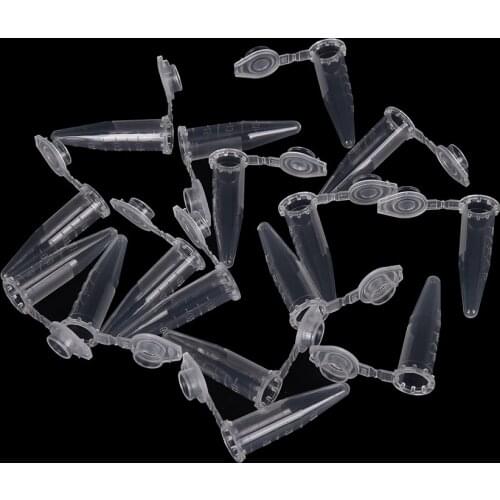 50 PCS Clear Micro Plastic Test Tube Centrifuge Vial Snap Cap Container for Laboratory Sample Specimen Lab Supplies 0.5 ML
