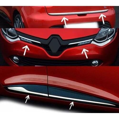 7 Pcs For Renault Clio 4 Side Door Streamer Front Grille Trunk Lower Trim Chrome Set Accessory Accessories2012-2018 Body Kit