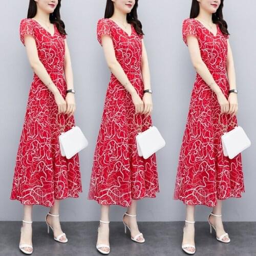 Large size long skirt 2021 summer dress new womens waist cover belly hidden meat 200 pounds fat mm crushed flower chiffon dress