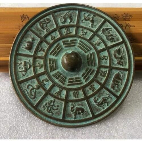Twelve zodiac Bagua Feng Shui bronze mirror, Town house ward off evil spirits ， Exquisite handicraft decorations