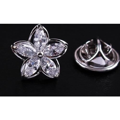 High Quality Metal Pins For Clothes Lapel Collar Accessories Fashion Sparkling Cubic Zirconia Small Brooches Jewelry Wholesale