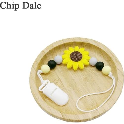 Chip Dale Sunflower Baby Soother Clips Silicone Teething Pacifier Clip Baby Chew Toys Silicone Pacifier Chain Holder For Nipples