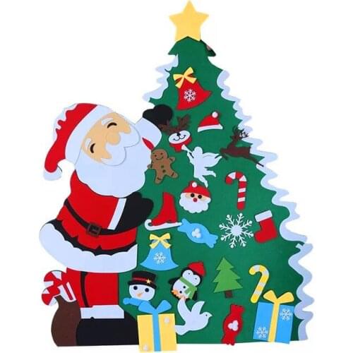 Kids DIY Felt Christmas Tree Christmas Decoration for Home Navidad 2021 New Year Gifts Christmas Ornaments Santa Claus Xmas Tree
