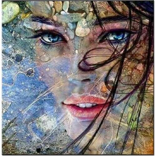 DIY 5D Diamond paintin abstract Woman Face Full Square round Diamond embroidery Cross stitch Woman Tree Diamond mosaic scenic